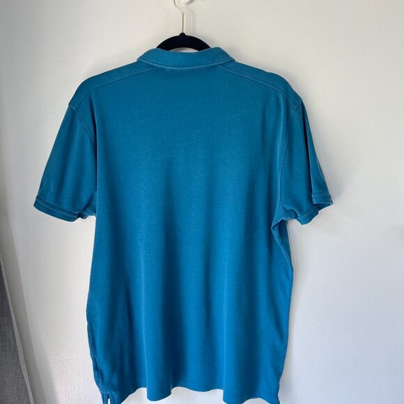 Structure Teal Stretch Cotton Men’s Polo Shirt – Size Large w/ Extra Button - Picture 4 of 14